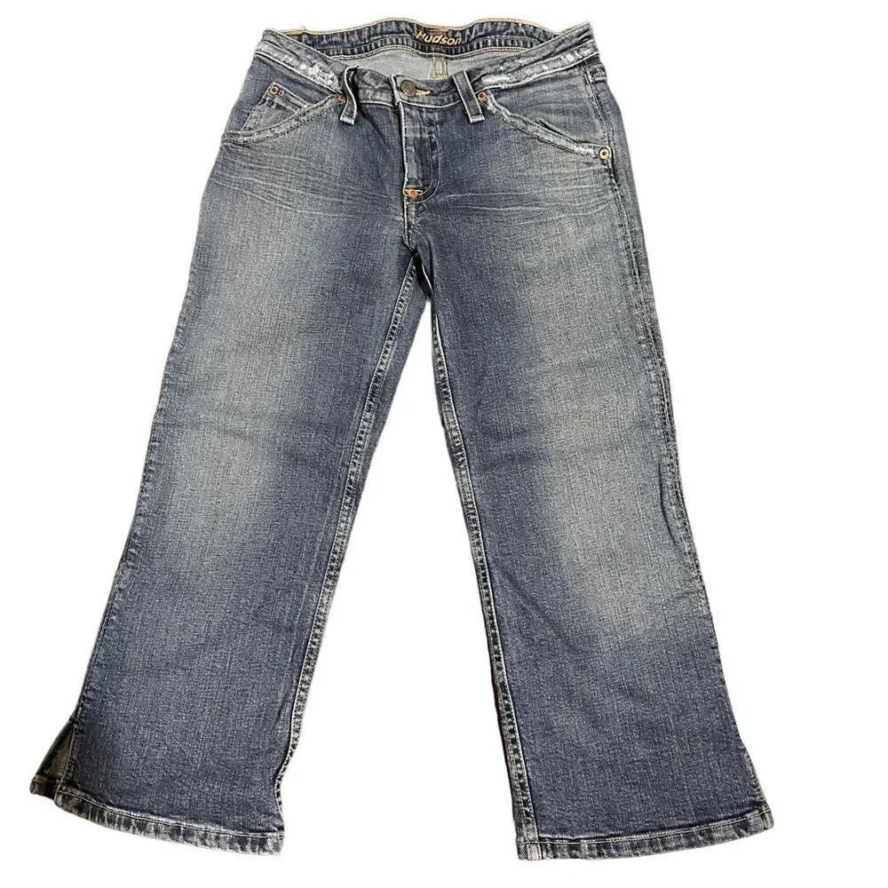Hudson Cropped Side Slit Distressed Jeans Size 29